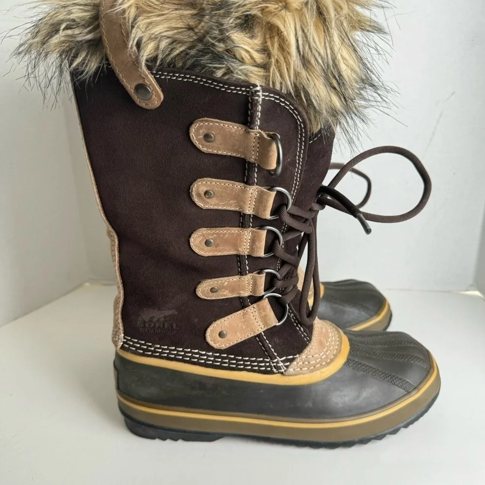 Sorel Women’s Joan Of Artic Brown Lace Up Lined Faux Fur Snow Winter Boots